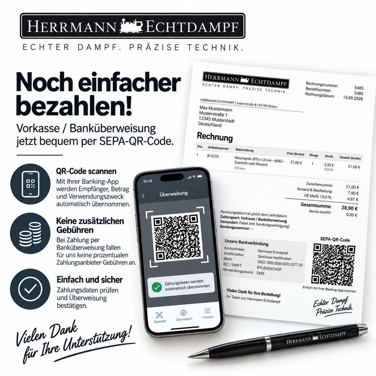 Vorkasse Banküberweisung jetzt bequem per SEPA-QR_Code