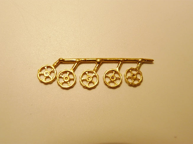 Handräder, 5 Stck.,  Messingguss