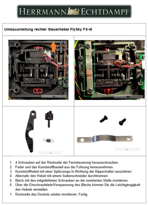 FlySky FS-i6 Umbauanleitung Steuerhebel