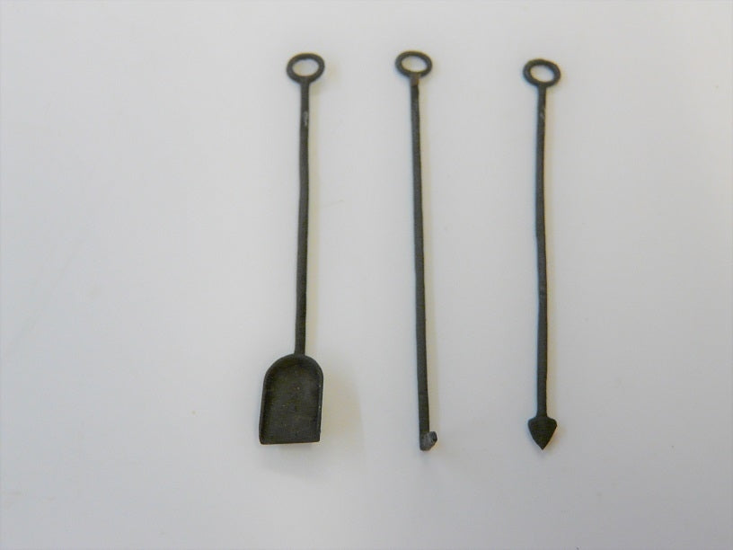 Kohleschaufel und Schürhaken -Set, Messingguss, brüniert