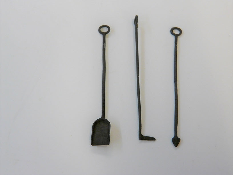 Kohleschaufel und Schürhaken -Set, Messingguss, brüniert
