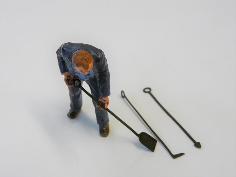 Kohleschaufel und Schürhaken -Set, Messingguss, brüniert