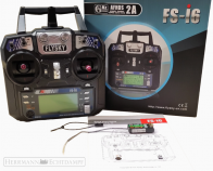 Fernsteuerung FlySky FS-i6 + Empfänger FS-iA6 + Steuerhebel Umbau-Kit