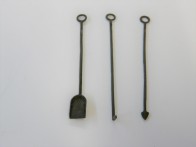Kohleschaufel und Schürhaken -Set, Messingguss, brüniert